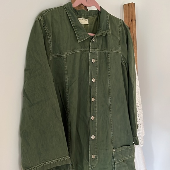 Free People We The Free Margarita Jumpsuit Rigid Denim Wide Leg L - Picture 6 of 7